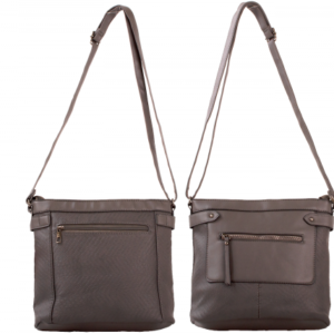 JBFB351 GREY 3 ZIP SHOULDER BAG W/ ADJUSTABLE STRAP