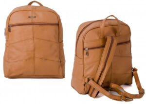 3759 LIGHT BROWN LARGE BACKPACK WITH LARGE TOP ZIP
