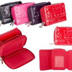 PU-51 RED PU PURSE W/ 2 ZIP & CREDIT CARD SLOTS