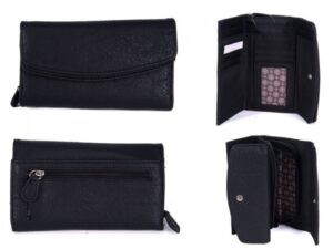 JBPS127 BLACK PURSE WITH 2 POP FRONT PKT AND 1 ZIP