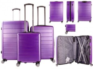 T-HC-07 PURPLE SET OF 3 TRAVEL TROLLEY SUITCASE