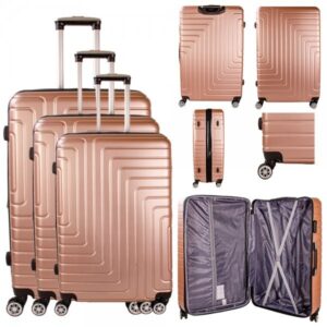 T-HC-10 ROSE GOLD SET OF 3 TRAVEL TROLLEY SUITCASES