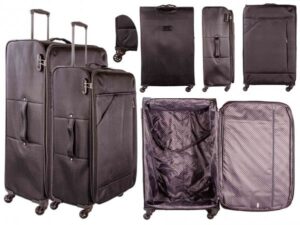 7004 BLACK/GREY LIGHTWEIGHT SET OF 2 TRAVEL TROLLEY SUITCASES