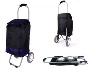 6958 PURPLE FLOWERS 2 WHEEL SHOPPING TROLLEY
