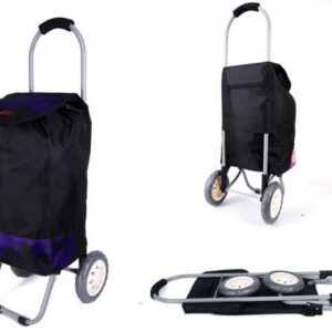 6958 PURPLE FLOWERS 2 WHEEL SHOPPING TROLLEY