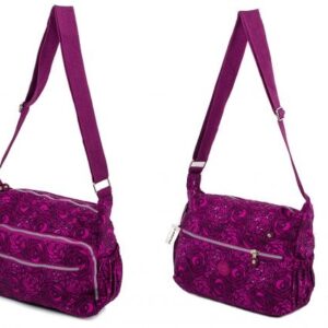 2499 PATTERNED CRINKLED NYLON X-BODY ORGANISE PURPLE FLOWER