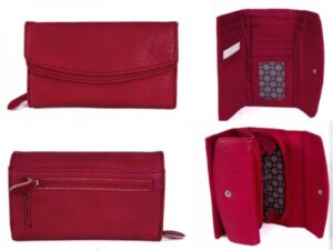 JBPS127 RED PURSE WITH 2 POP FRONT PKT AND 1 ZIP