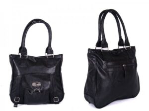 HB-PU-L83-210 BLACK LEATHER BAG WITH G LOGO