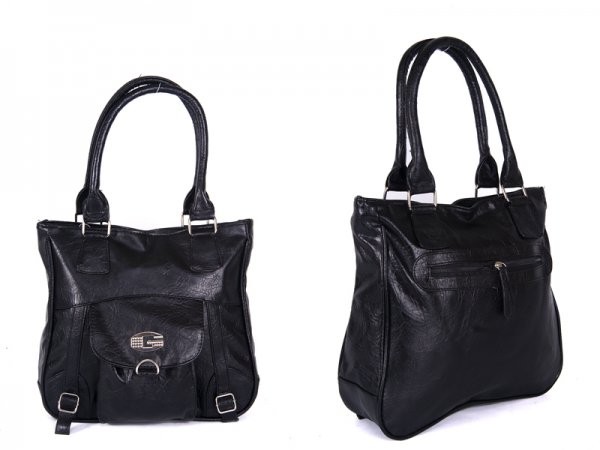 HB-PU-L83-210 BLACK LEATHER BAG WITH G LOGO