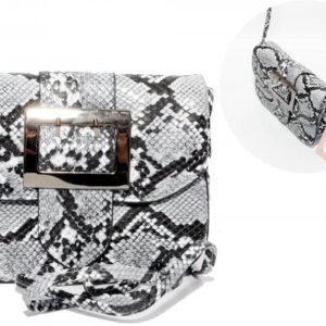 JBHB2574-BLACK/GREY PU SNAKESKIN HANDBAG