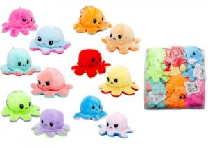 REVERSIBLE PLUSH TOY BABY KEYRING OCTOPUS 12 PCS MULT