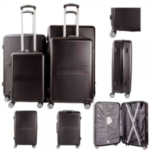 T-HC-09 BLACK SET OF 4 TRAVEL TROLLEY SUITCASE