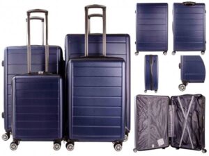 T-HC-07 DARK BLUE SET OF 4 TRAVEL TROLLEY LUGGAGE SUITCASE