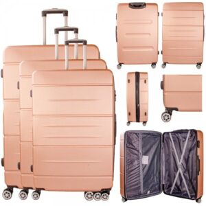 T-HC-LS-01 ROSE GOLD SET OF 3 TRAVEL TROLLEY SUITCASES