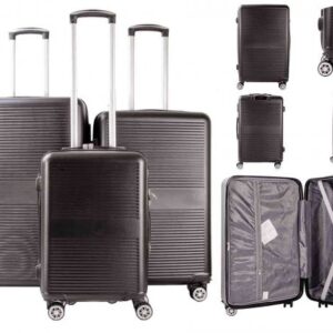 T-HC-06 BLACK SET OF 3 TRAVEL TROLLEY SUITCASE