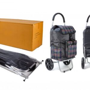 ST-07 COLLAPSABLE SHOPPING TROLLEY BOX 6 PCS NAVY CHECK