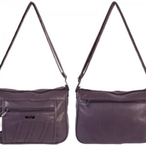5862 PU TWIN TOP ZIP BAG WITH BK & FRNT ZIP PLUM