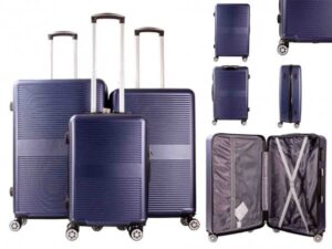 T-HC-06 DARK BLUE SET OF 3 TRAVEL TROLLEY SUITCASE