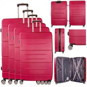 T-HC-LS-01 BURGUNDY SET OF 4 TRAVEL TROLLEY SUITCASES