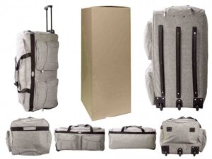 KS-100 34'' GREY 3-WHEELED HOLDALL TRAVEL BAG BOX OF 6