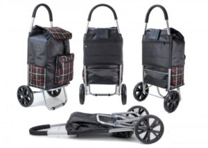 ST-07 COLLAPSABLE SHOPPING TROLLEY 2 WHEELS NAVY CHECK