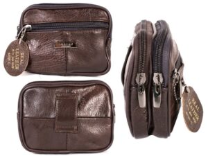 3701 DARK BROWN COW HIDE BELT PURSE - V109
