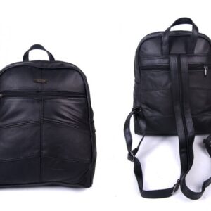 3759 NEW BLACK LARGE BACKPACK WITH LARGE TOP ZIP, FRONT &