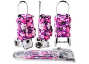 ST-FP-03 PURPLE FLOWER PRINT 2 WHEEL SHOPPING TROLLEY