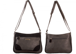 JBHB2594 GREY/BLACK SATCHEL CROSSBODY W/ 3 ZIPS