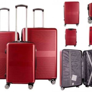 T-HC-06 BURGUNDY SET OF 3 TRAVEL TROLLEY SUITCASE