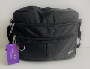 2455 BLACK LARGE TOP ZIP X-BODY BAG 2 FRONT ZIPS