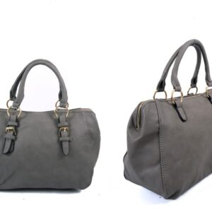 JBFB227 GRAY PU HANDBAG WTH BUCKLE DETAIL