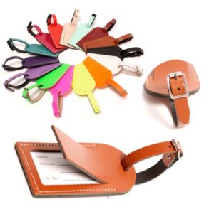 LEATHER LUGGAGE TAG DARK TAN