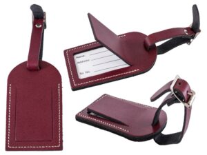 LEATHER LUGGAGE TAG BURGUNDY