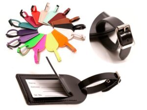 LEATHER LUGGAGE TAG BLACK (GLOSSY)