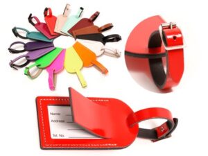 LEATHER LUGGAGE TAG GLOSSY RED