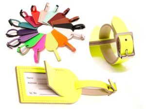 LEATHER LUGGAGE TAG NEON YELLOW