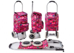 ST-BFP-03 RED BUTTERFLY PRINT 2 WHEEL SHOPPING TROLLEY