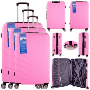 T-HC-25 PINK SET OF 3 TRAVEL TROLLEY SUITCASE