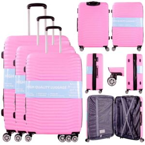 T-HC-26 PINK SET OF 3 TRAVEL TROLLEY SUITCASE
