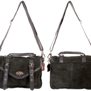 TAN/BLACK TWIST LOCK SHOULDER BAG