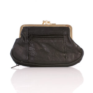 1487 BLACK MED. S.NAPPA TRIPLE FRAME PURSE WITH ZIP