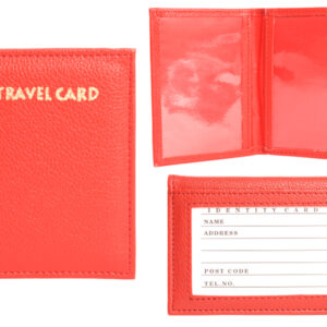 1502 RED GRAINED PU PORTRAIT TRVL CRD HLDER, BK PKT