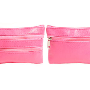 1506 PINK GRAINED PU PURSE WITH 4 ZIPS & KEYRING