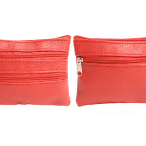 1506 RED GRAINED PU PURSE WITH 4 ZIPS & KEYRING