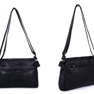 1994 BLACK MED DOUBLE TOP ZIP SHEEP NAPPA BAG WTH FRONT