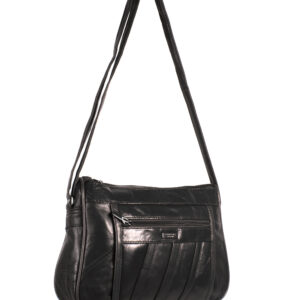 1968 BLACK S.NAPPA DBLE TOP ZIP BAG, BCK, FRNT ZIPS