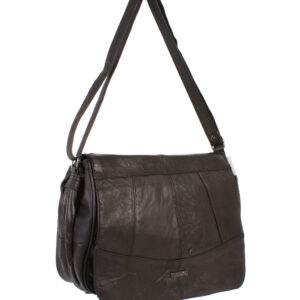 1974 - BLACK S.NAPPA BAG WTH FRONT FLAP & MULTI ZIPS