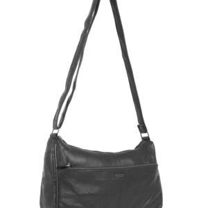 1981 BLACK S.NAPPA TOP ZIP SHLDER BAG, FRONT BCK ZIP