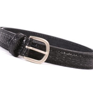 2725-1.25"BLACK MILANO BELT WITH SNAKE GRAIN